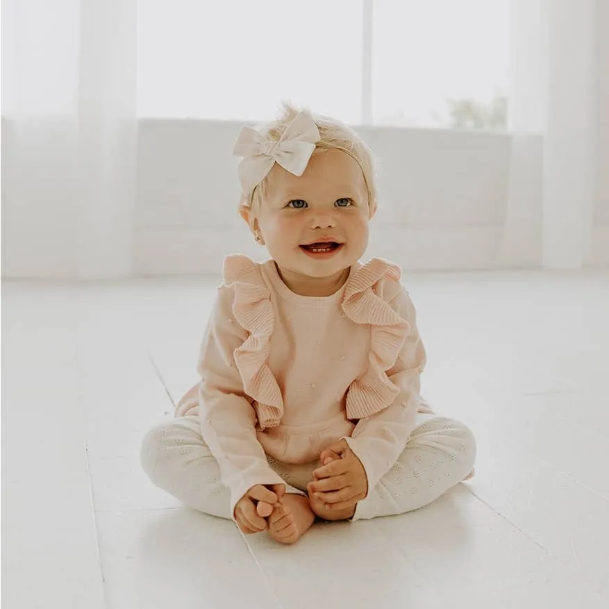 Pointelle Knit Baby Leggings Pants (Organic Cotton): Natural